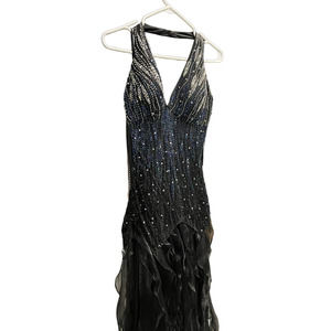 De-La-Jo |  Embellished  Black Gown | Size 10